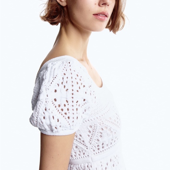 BNWT Zara Knit Crochet Dress White XS - Picture 3 of 6